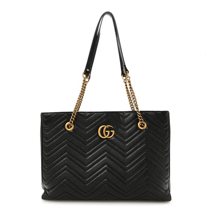Gucci Vintage Calfskin Matelasse Medium GG Marmont Slim Tote Black 1 of 11