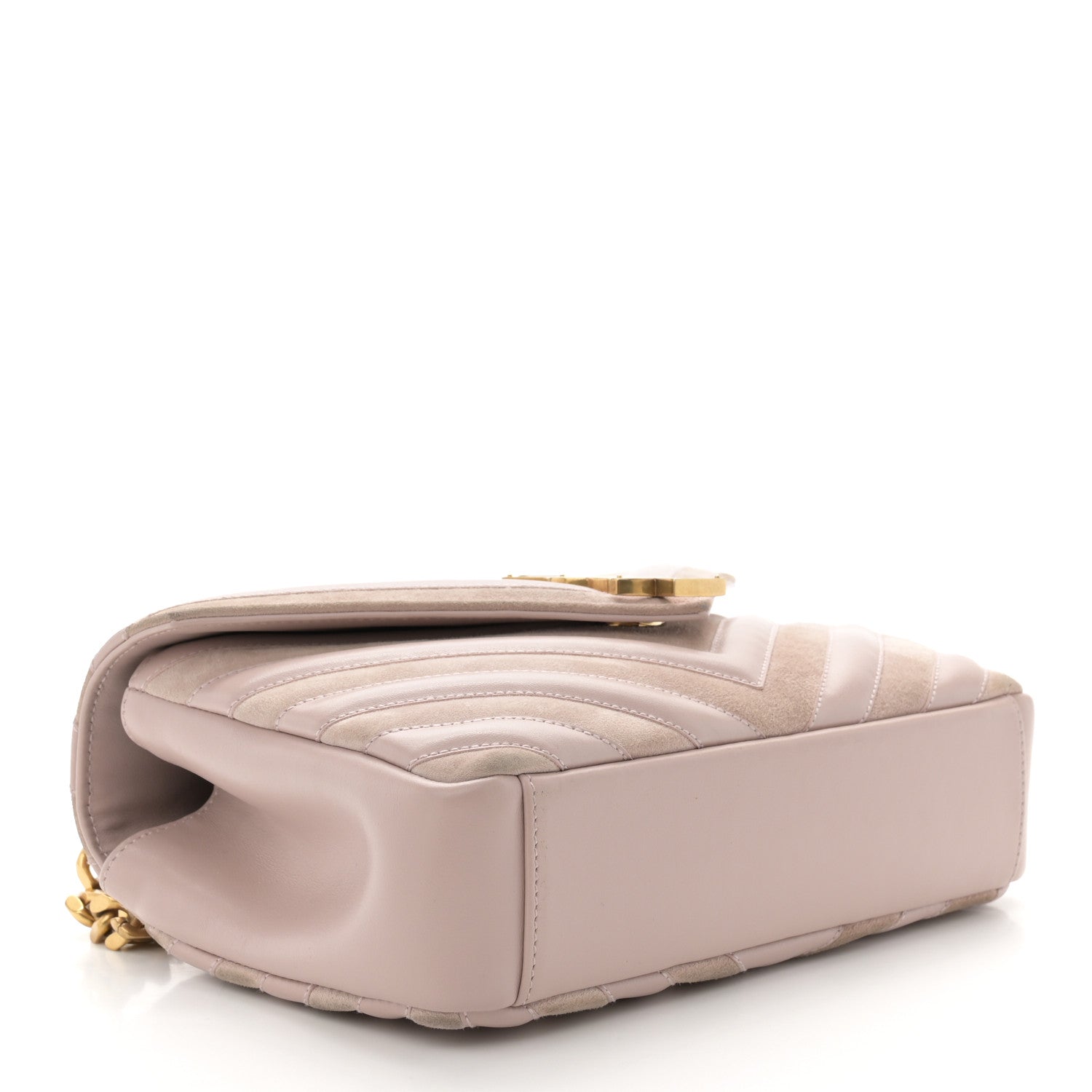 Saint Laurent Calfskin Suede Matelasse Chevron Medium Monogram College Bag Rose Poudre 4 of 11