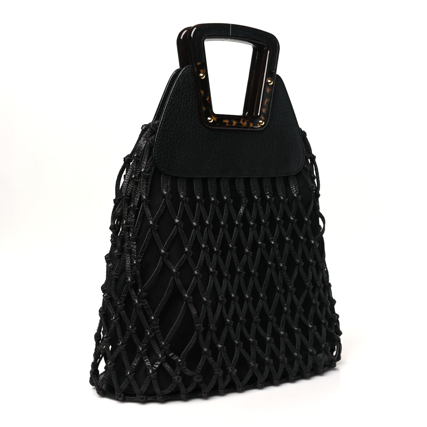 Calfskin Net Frame Tote Black