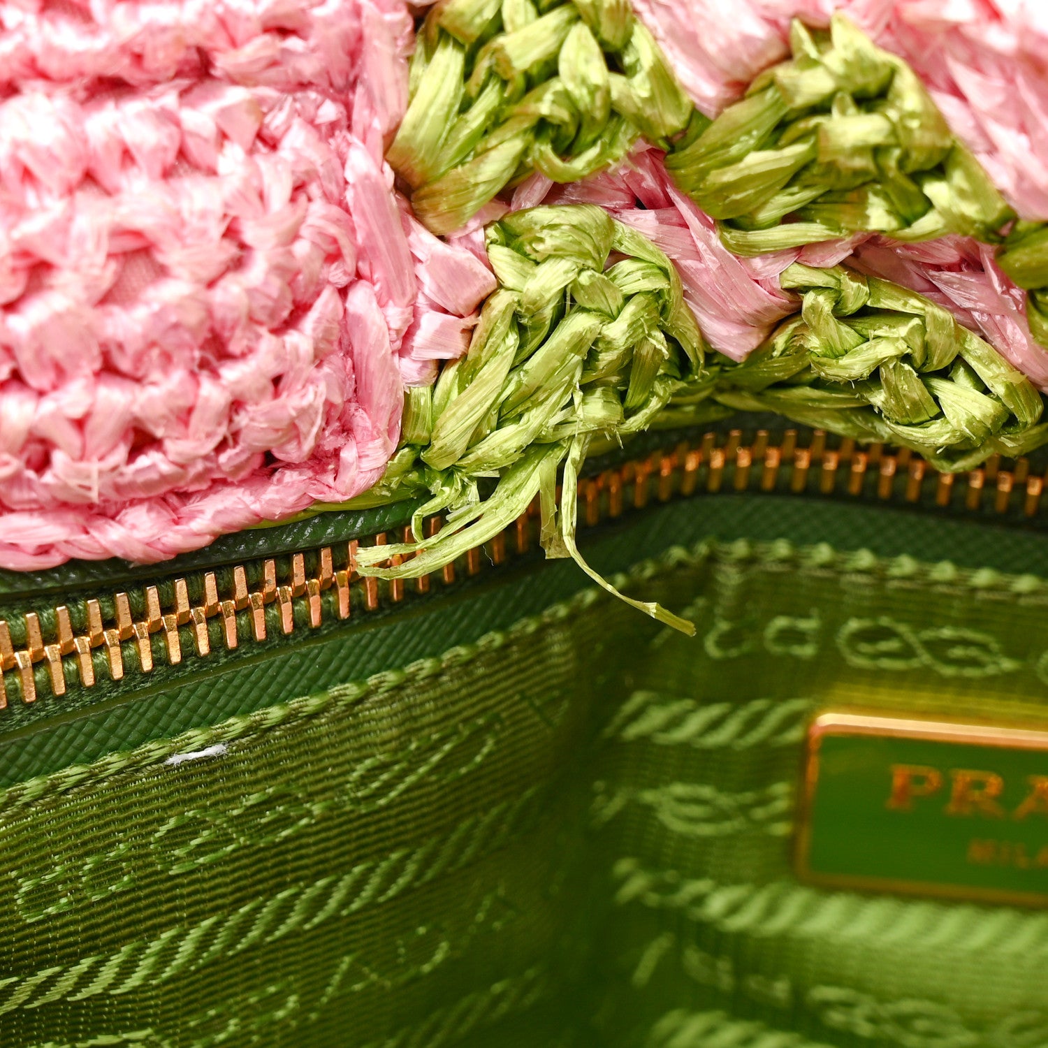 Prada Raffia Crochet Bi-Color Small Tote Prato Rosa 11 of 11
