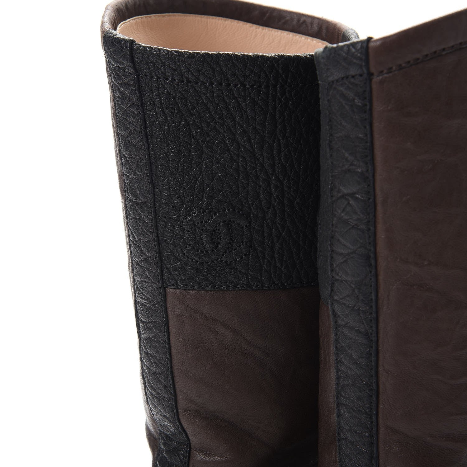 Chanel Lambskin Calfskin High Boots 36.5 Dark Brown Black 12 of 15