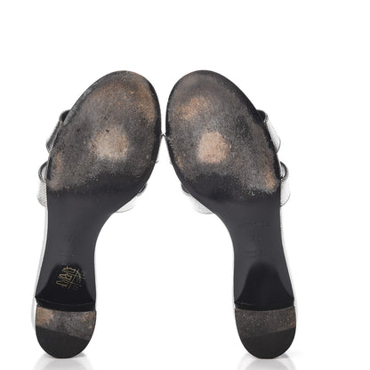Hermes Metallic Epsom Oasis Sandals 38 Argent 5 of 8