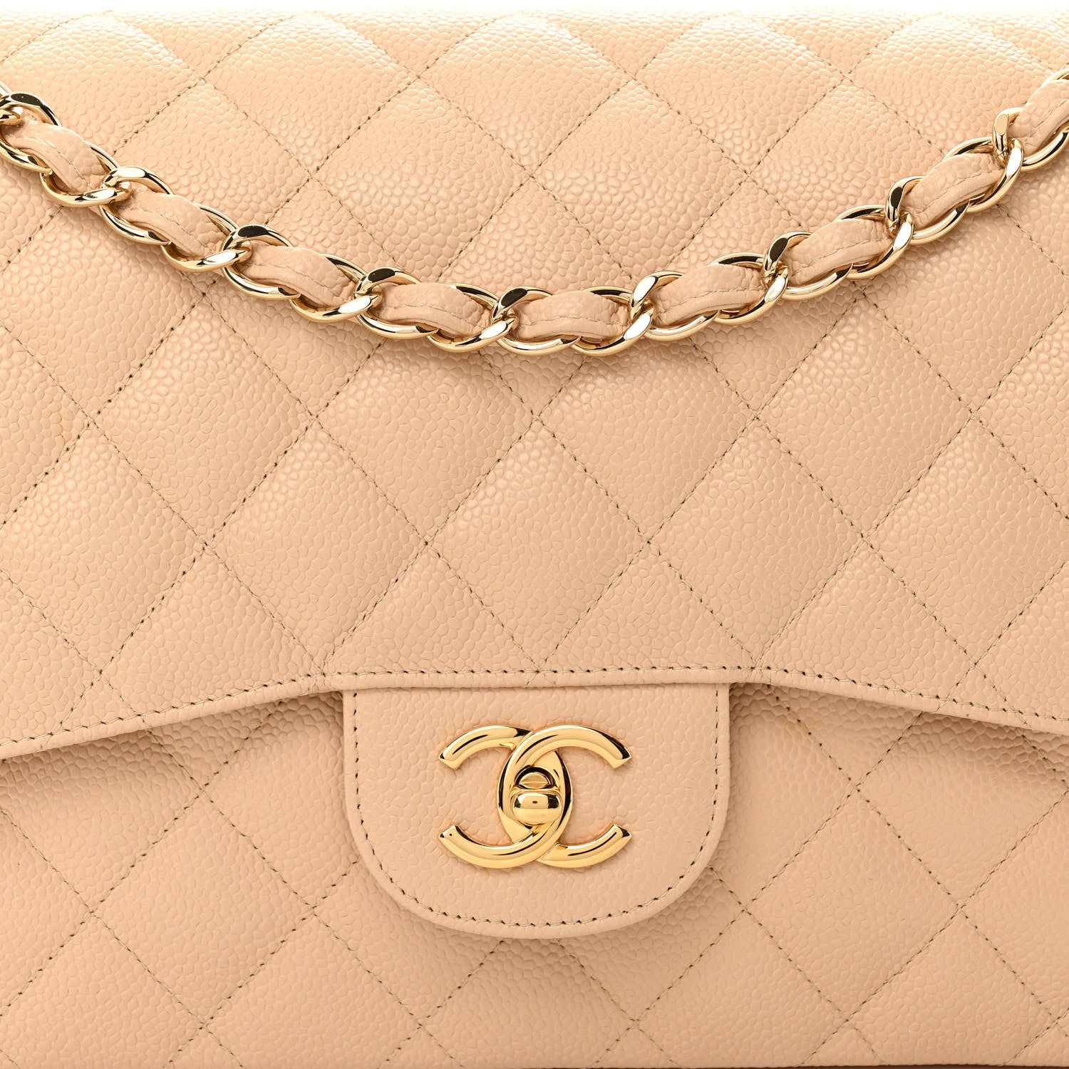 Chanel Caviar Quilted Jumbo Double Flap Beige 8 of 12