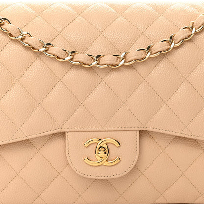 Chanel Caviar Quilted Jumbo Double Flap Beige 8 of 12