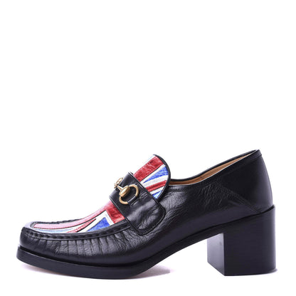 Gucci Lambskin Union Jack Horsebit Loafer Pumps 41.5 Black 1 of 10
