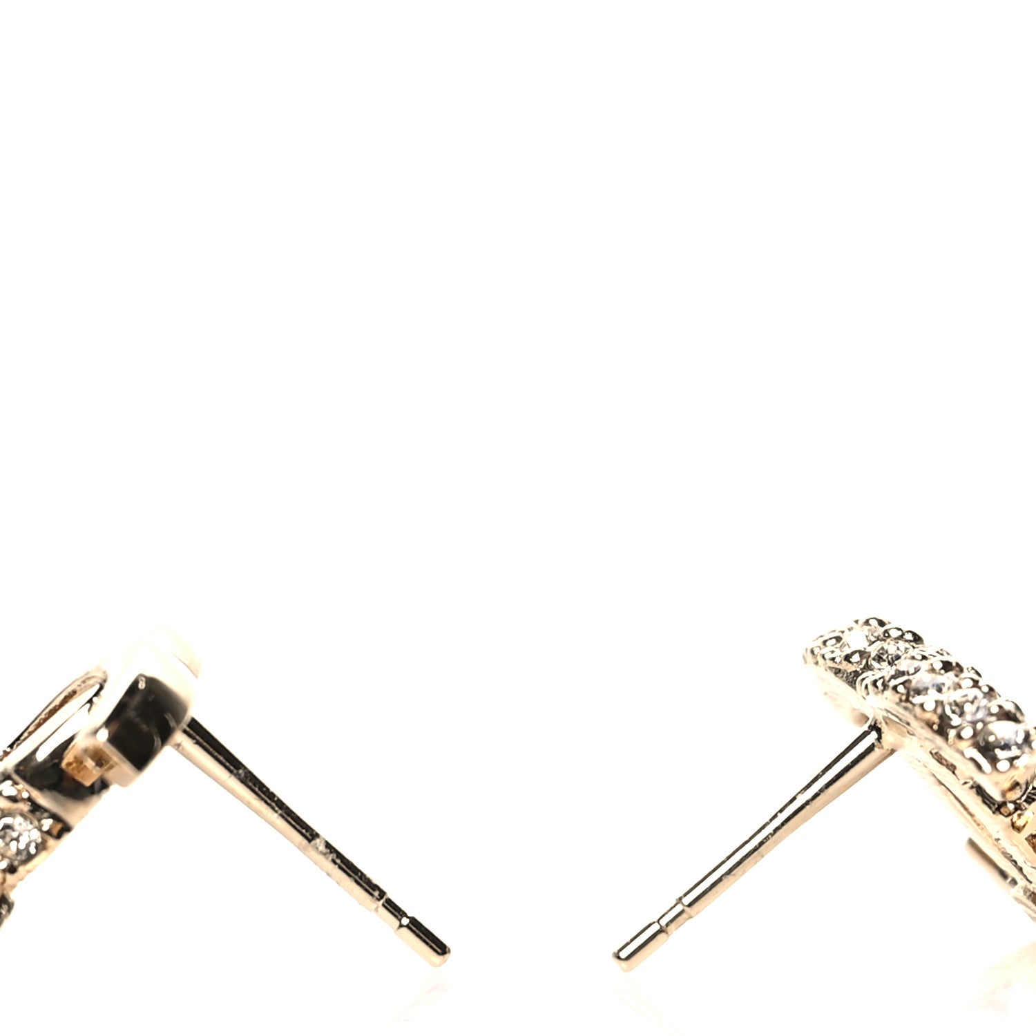 Chanel Crystal Metal CC Earrings Gold 3 of 4