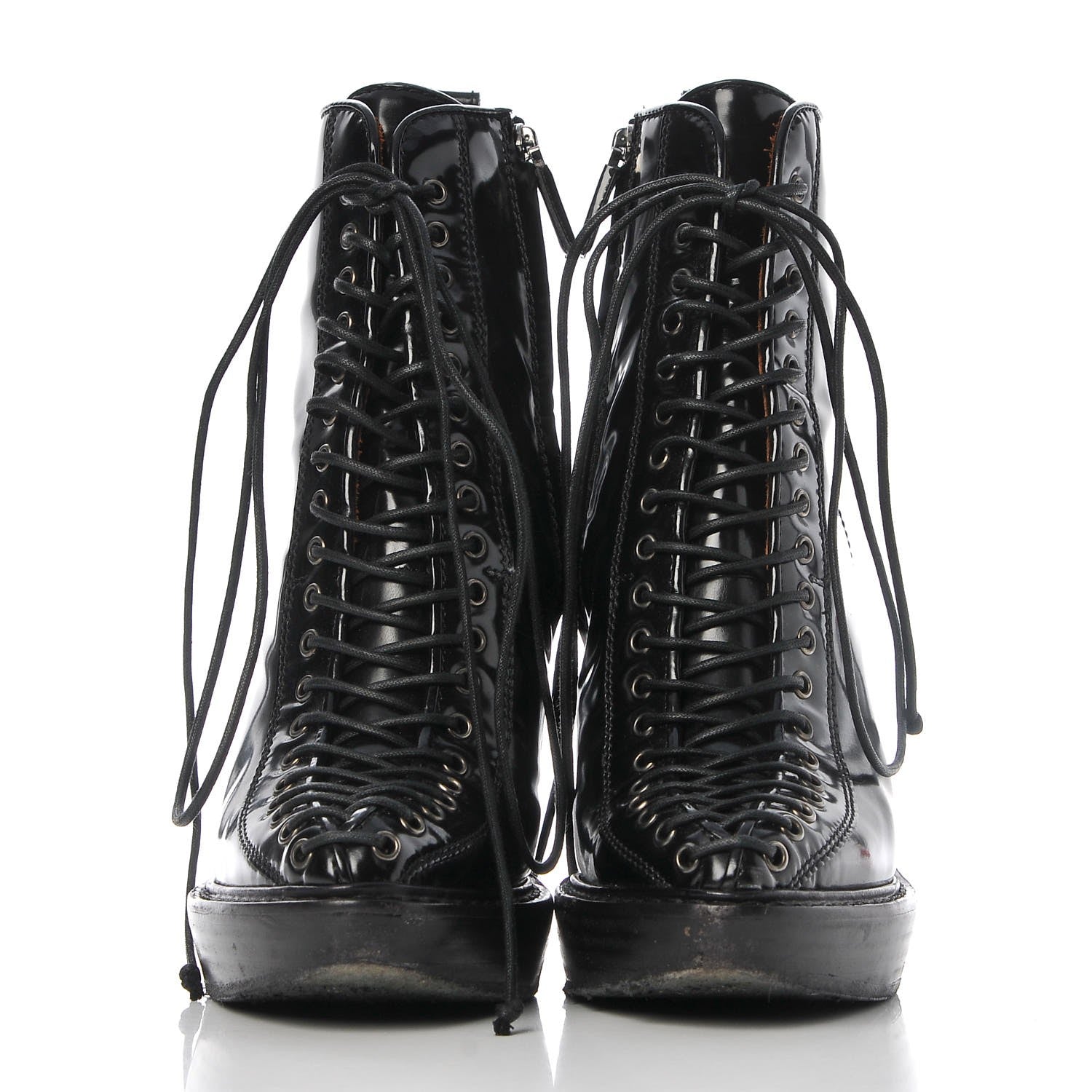 Givenchy Patent Corset Wedge Boots 38 Black 2 of 12