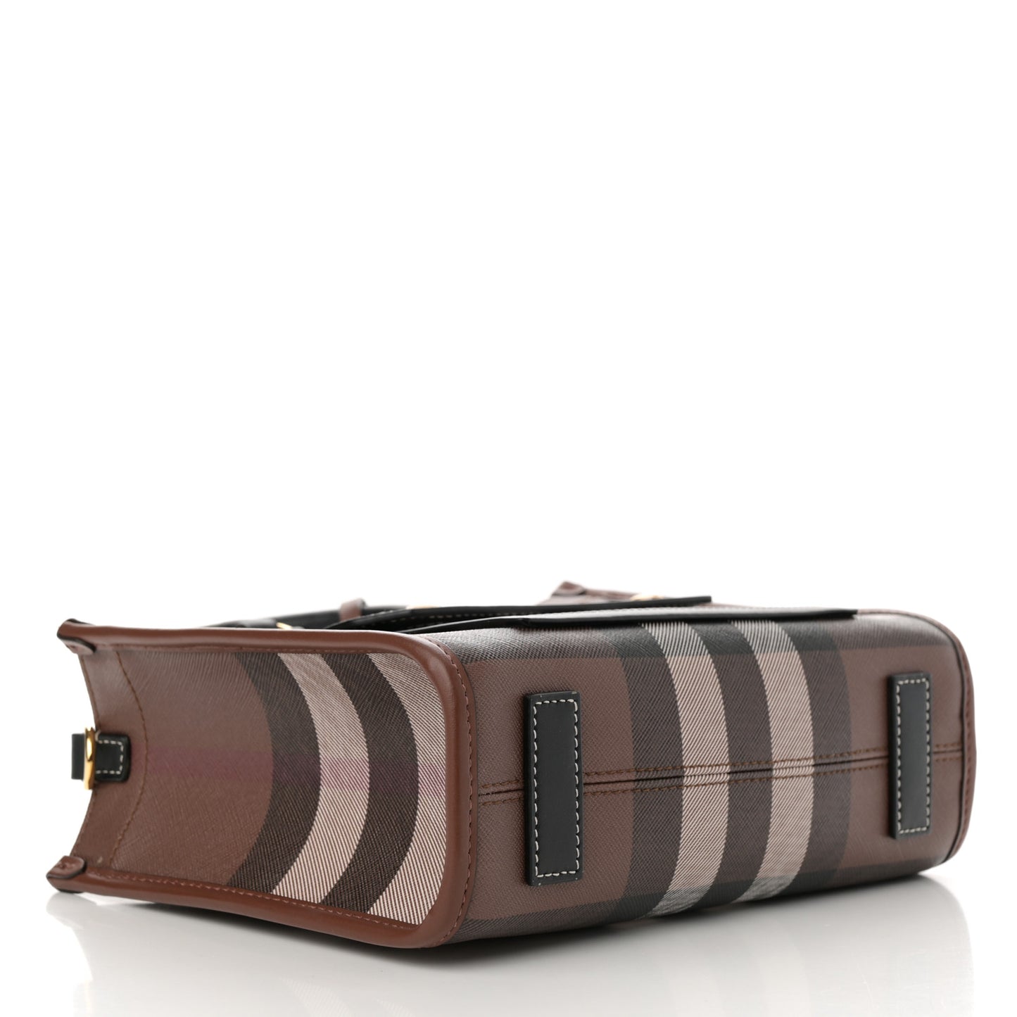 E-Canvas Check Calfskin Mini Freya Tote Dark Birch Brown