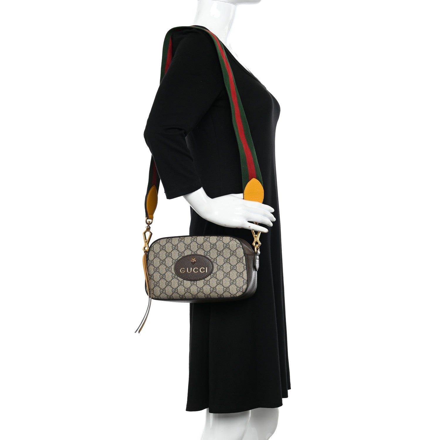Gucci GG Supreme Monogram Web Neo Vintage Shoulder Bag Beige New Acero Crop 2 of 17