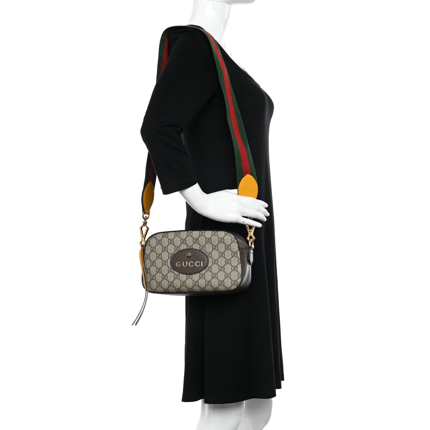 GG Supreme Monogram Web Neo Vintage Shoulder Bag Beige New Acero Crop