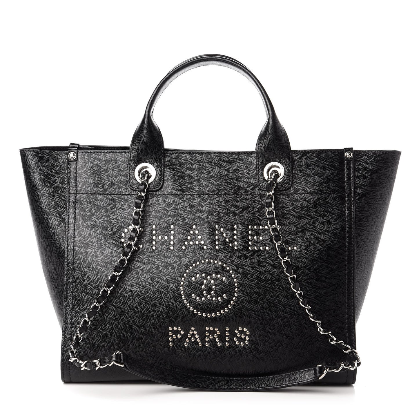Caviar Small Studded Deauville Tote Black