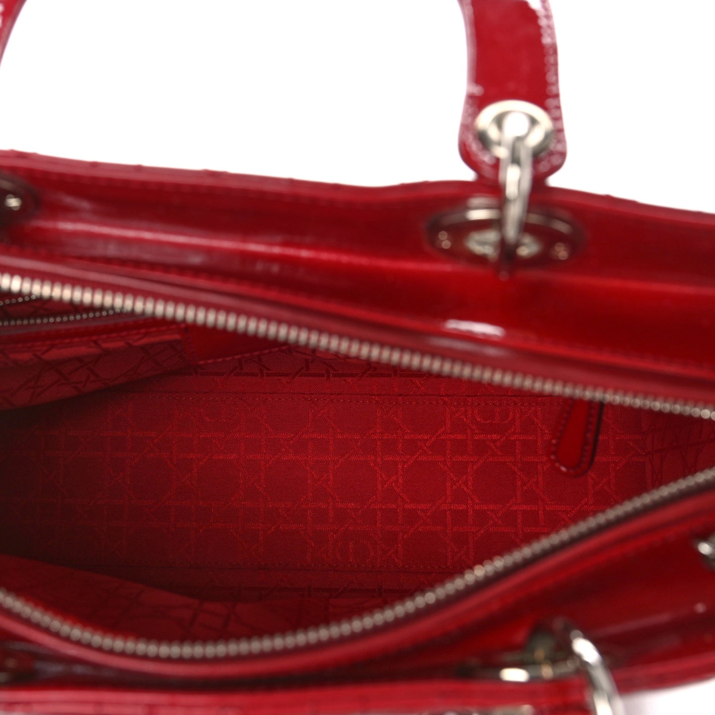 Patent Cannage Large Lady Dior Red