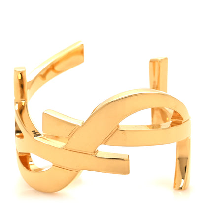 Saint Laurent Brass Monogram Medium Cuff Bracelet Gold 1 of 4