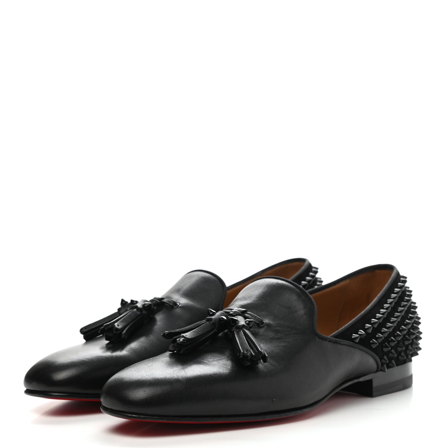 Calfskin Spikes Mens Tassilo Flat Mocasin Loafer 40 Black