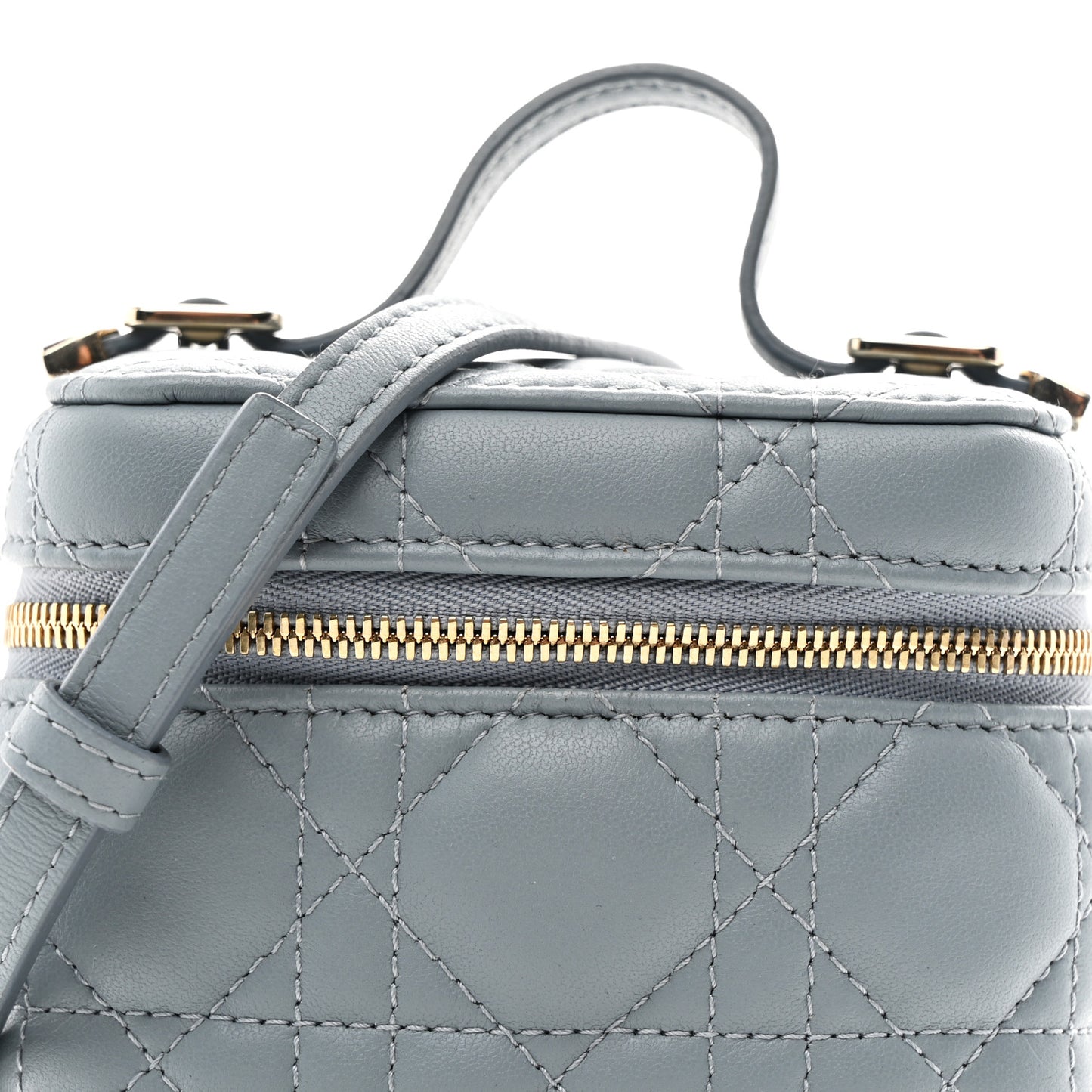 Lambskin Cannage Micro Lady Dior Vanity Case Cloud Blue