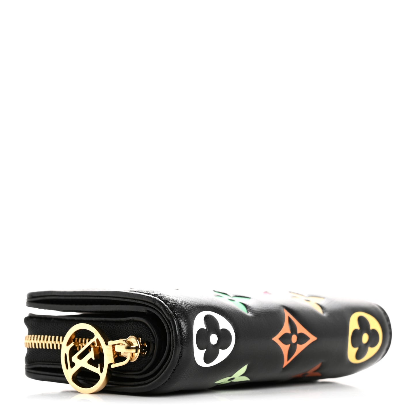 LV X TM Lambskin Embossed Monogram Multicolor Lou Coussin Wallet Black