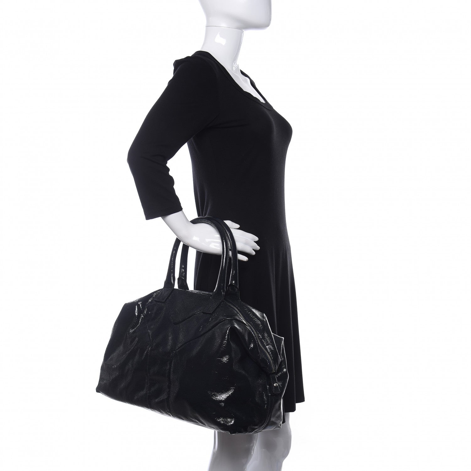Saint Laurent Textured Patent Medium Easy Sac Navy 2 of 14