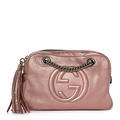 Gucci Metallic Pebbled Calfskin Small Soho Bowler Pink 1 of 11