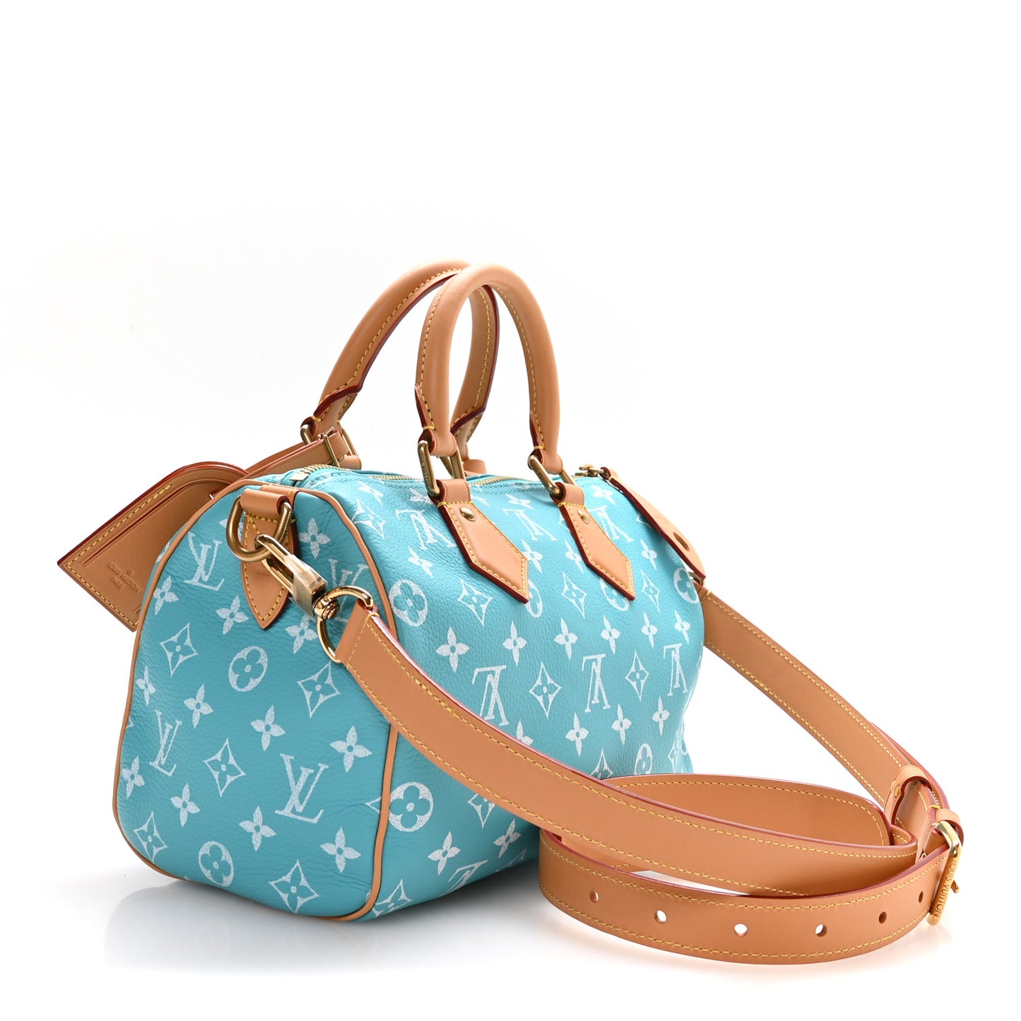 Calfskin Monogram Speedy P9 Bandouliere 25 Turquoise