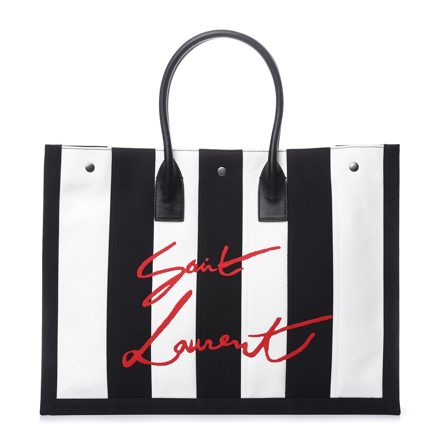 Canvas Noe Striped Tote Black White