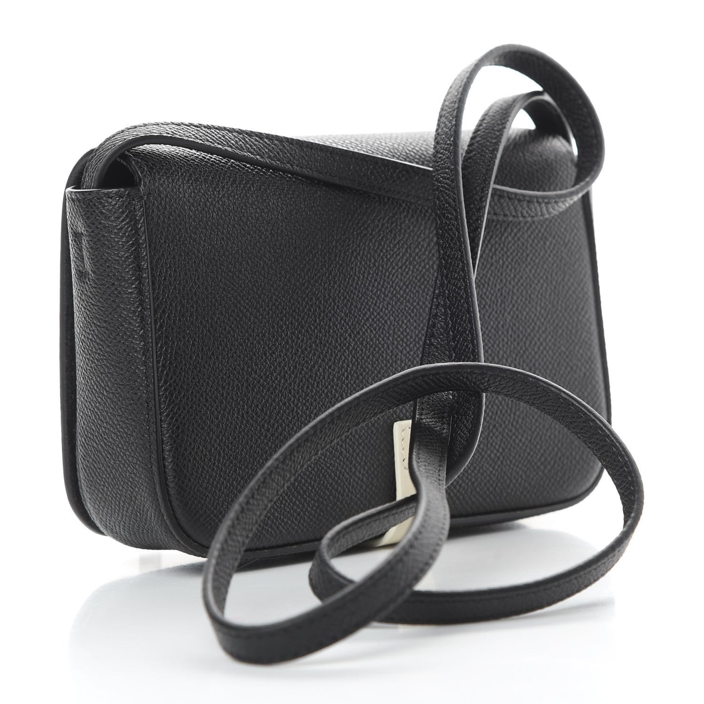Grained Calfskin Strap Clutch Black