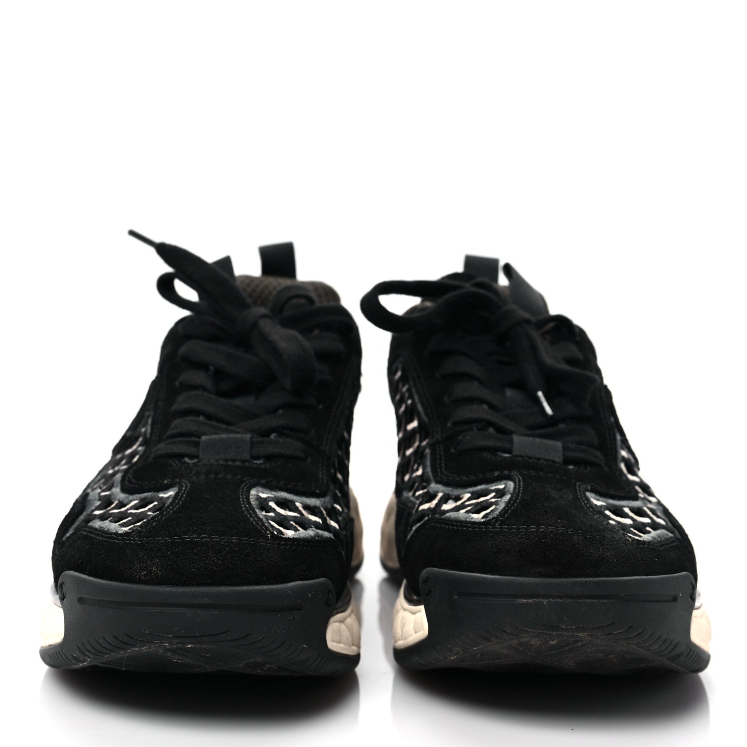Chanel Suede Calfskin Embroidered CC Sneakers 39 Black 2 of 8