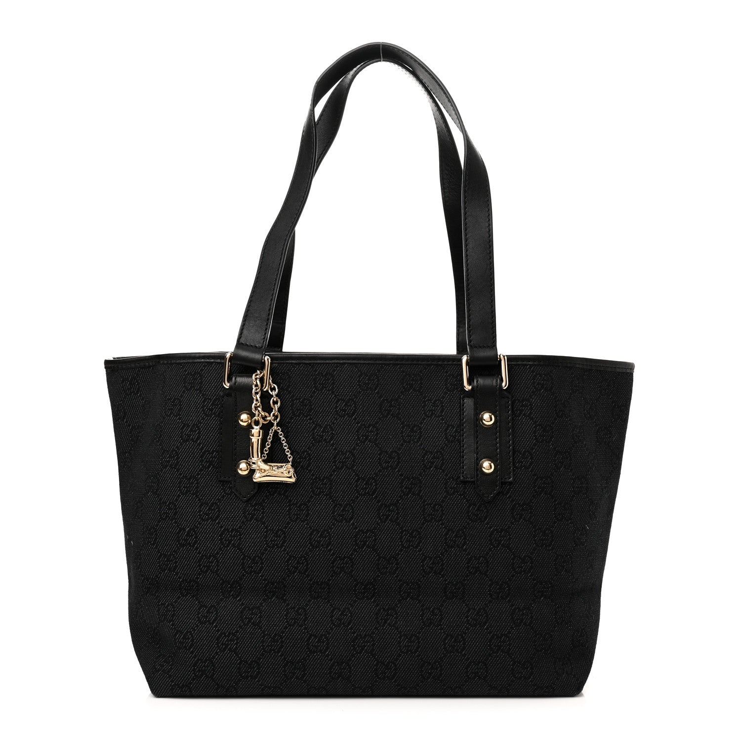 Gucci Denim Monogram Medium Jolicoeur Tote Black 2 of 11
