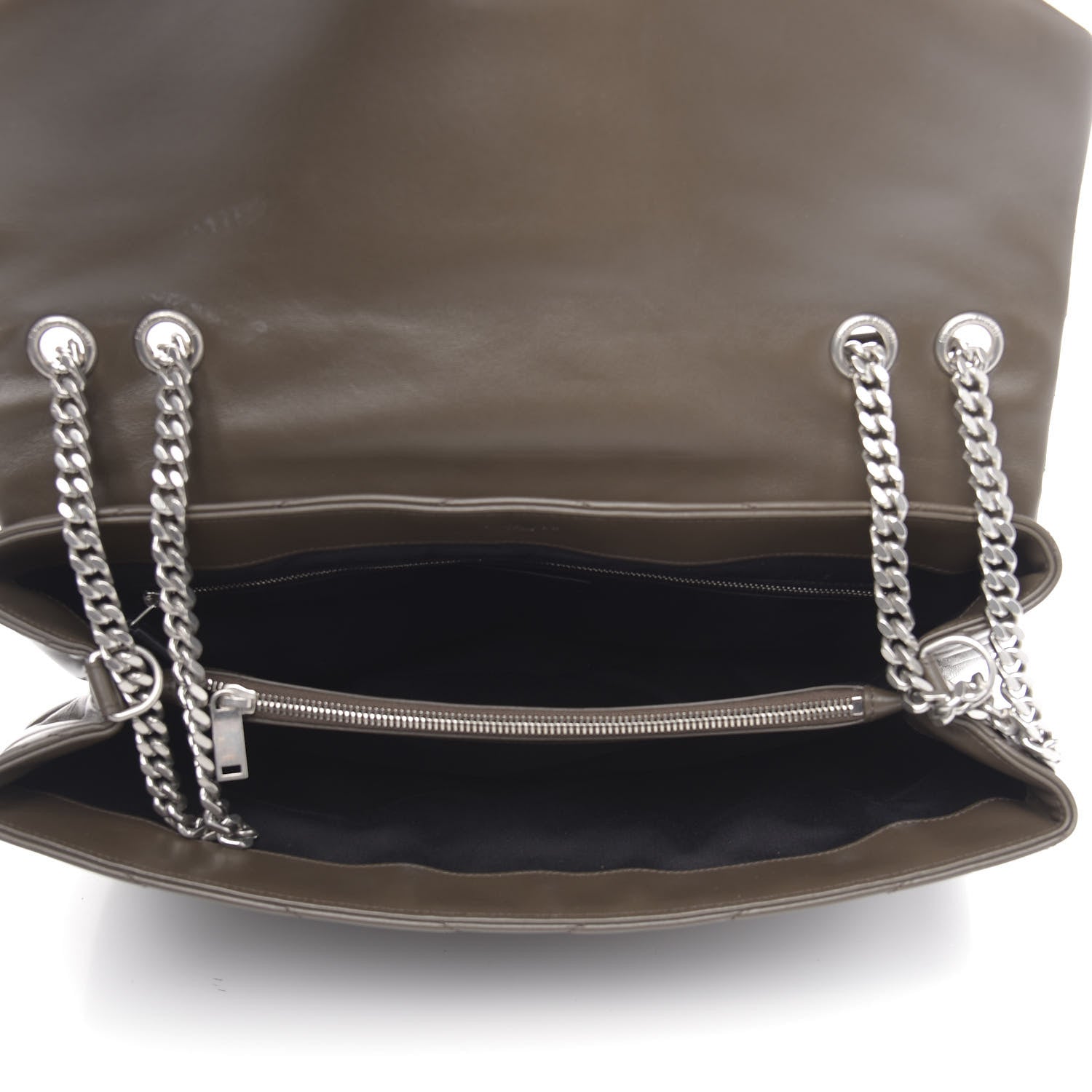 Saint Laurent Calfskin Y Quilted Monogram Large Loulou Chain Satchel Kaki Fonce 5 of 14