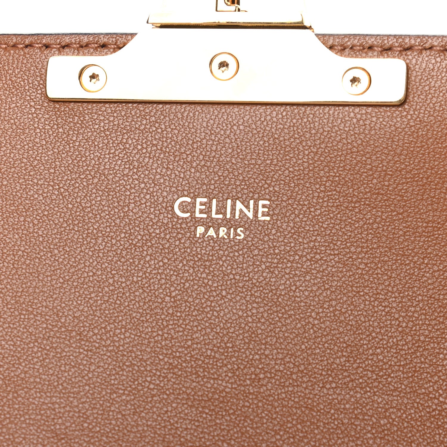 Celine Canvas Calfskin Triomphe Shoulder Bag Tan 6 of 10