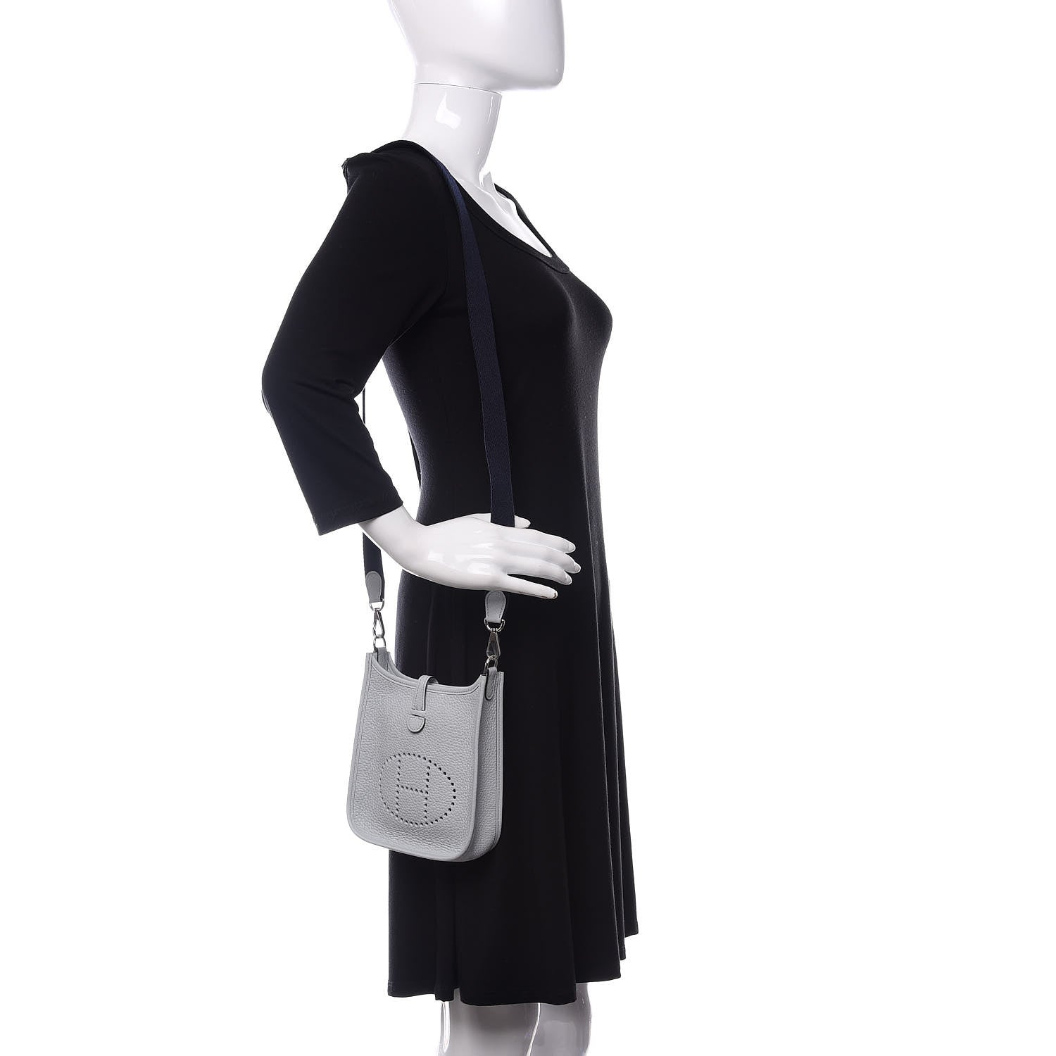 Hermes Taurillon Clemence Amazone Evelyne TPM Bleu Pale Indigo 2 of 11