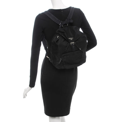 Prada Nylon Vela Medium Cinch Backpack Black 2 of 7