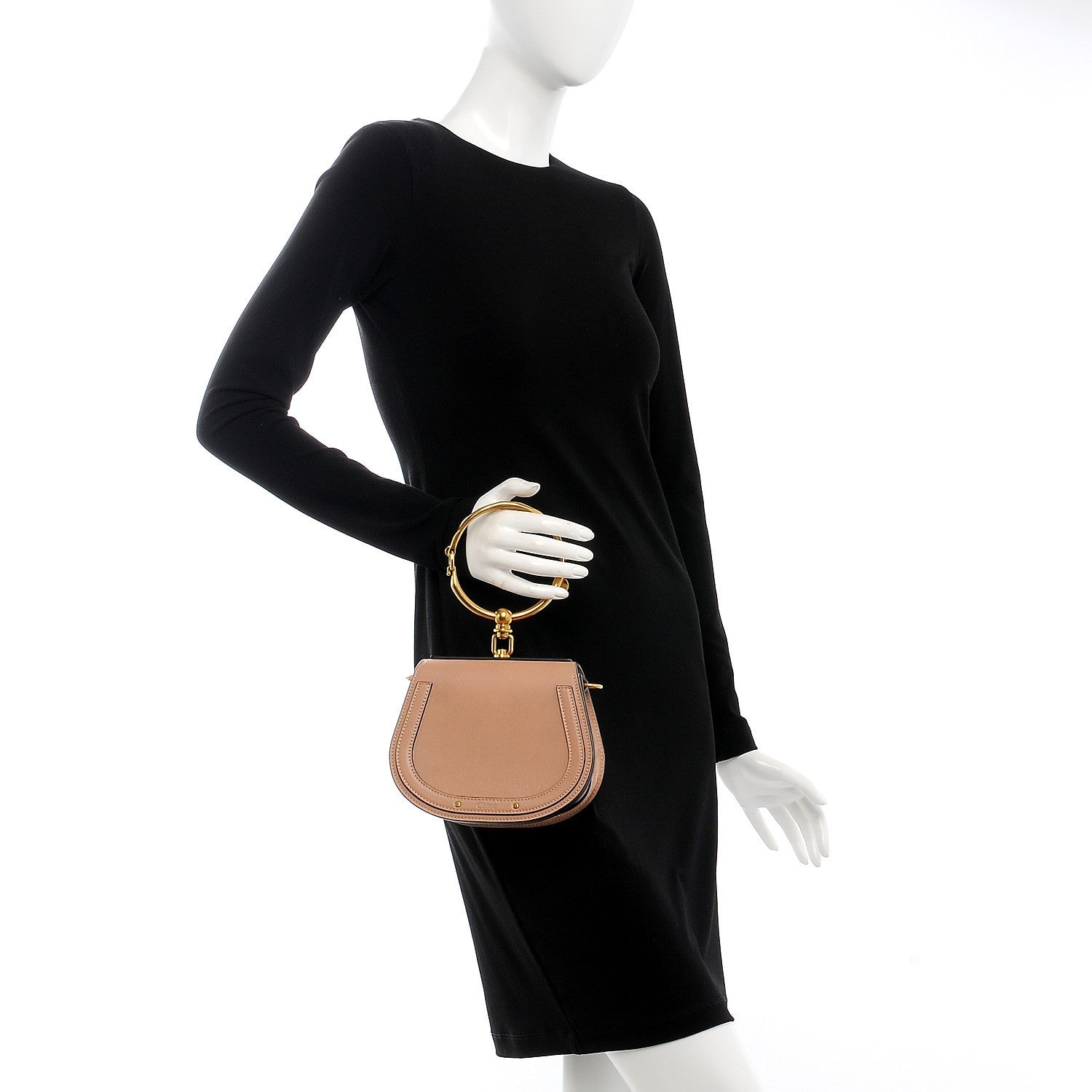 Chloe Calfskin Suede Small Nile Bracelet Bag Biscotti Beige 3 of 9