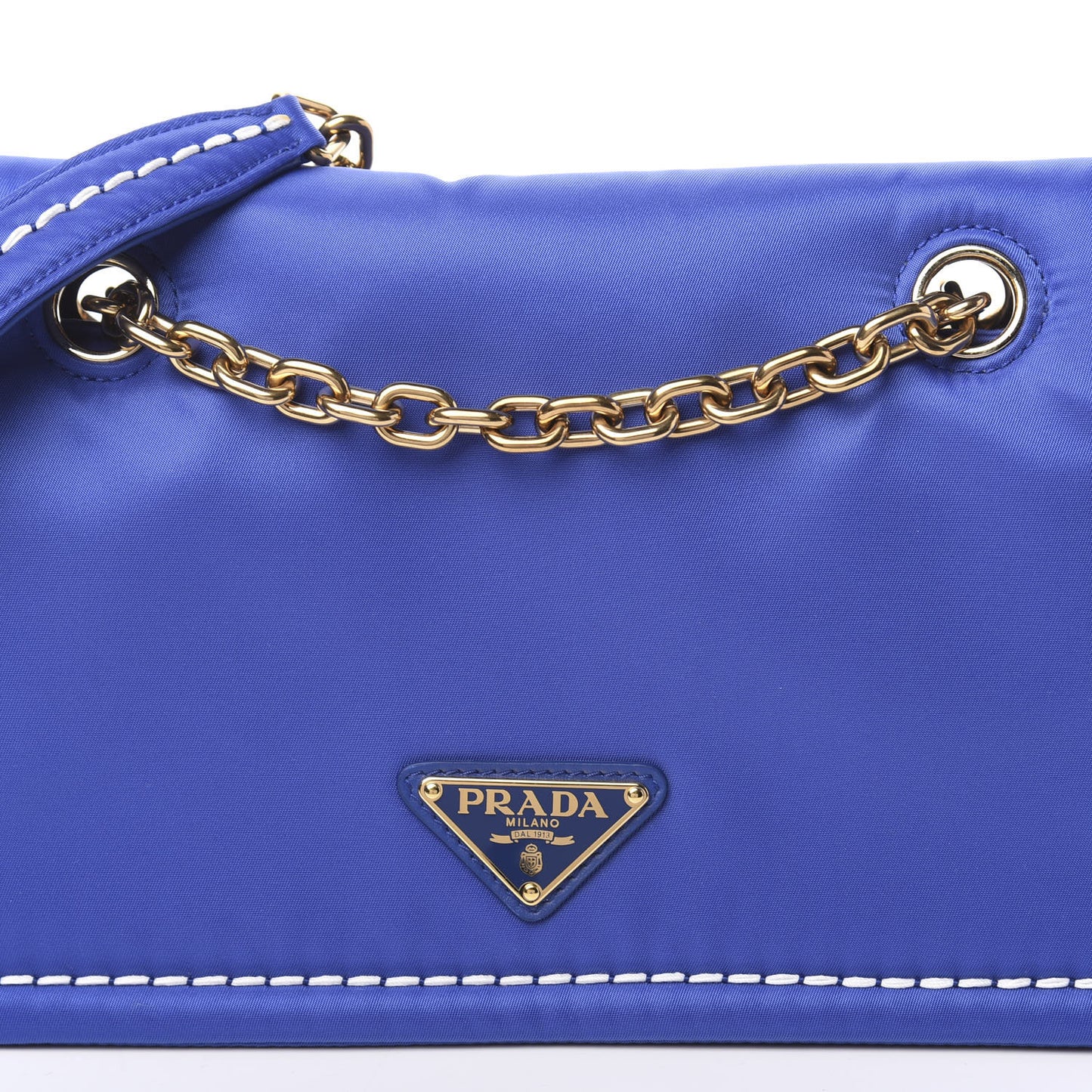 Nylon Tessuto Chain Shoulder Bag Indaco