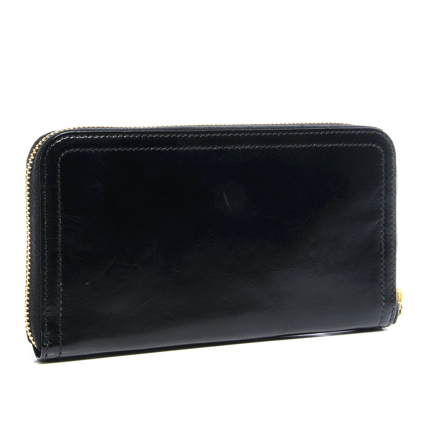 Vitello Shine Zip Around Wallet Nero Black
