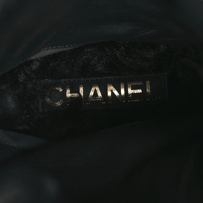 Chanel Shearling Sheepskin High Boots 38 Black 9 of 10
