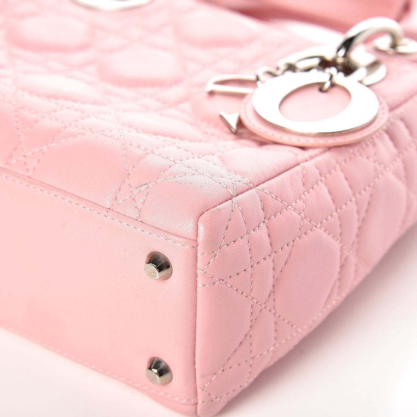 Lambskin Cannage Mini Lady Dior Rose Clair