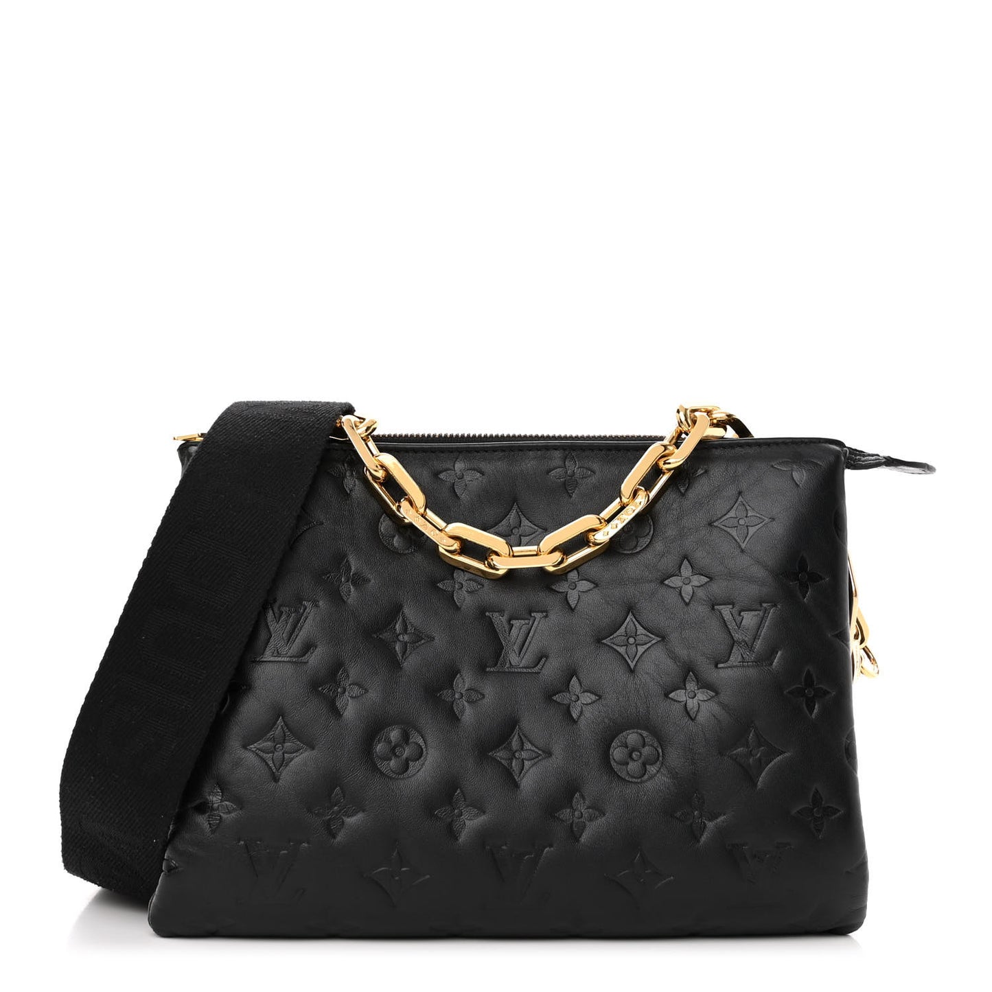 Lambskin Embossed Monogram Coussin PM Black