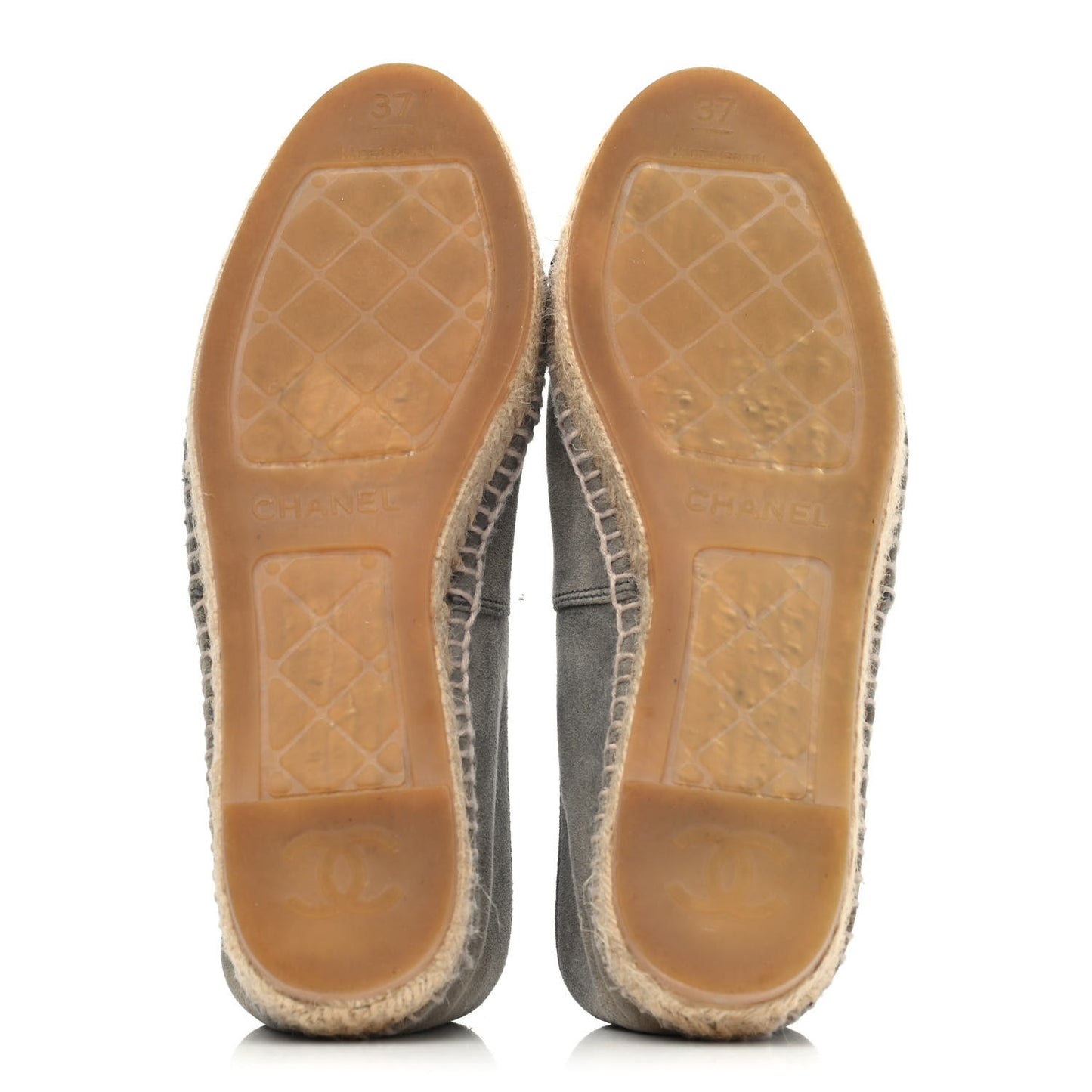 Suede Lambskin Espadrilles 37 Grey Black