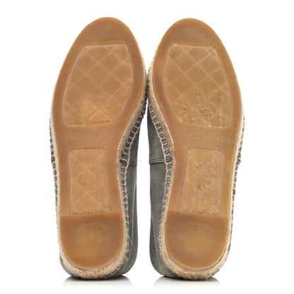 Chanel Suede Lambskin Espadrilles 37 Grey Black 4 of 4