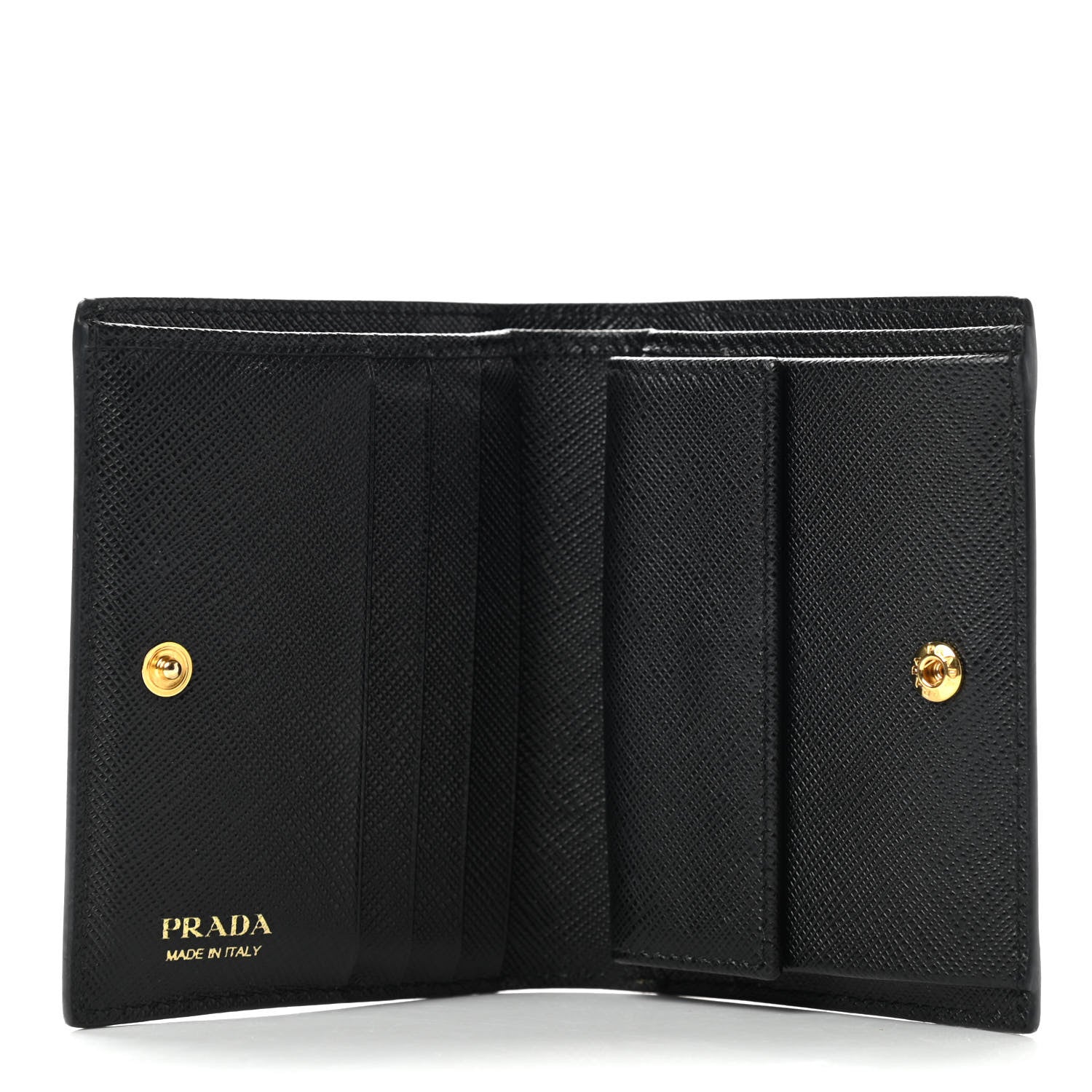 Prada Saffiano Shine Bi-Fold Wallet Black 5 of 9