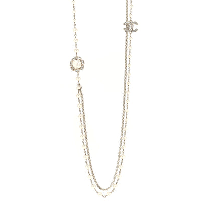 Chanel Crystal Pearl CC Necklace Gold 1 of 6