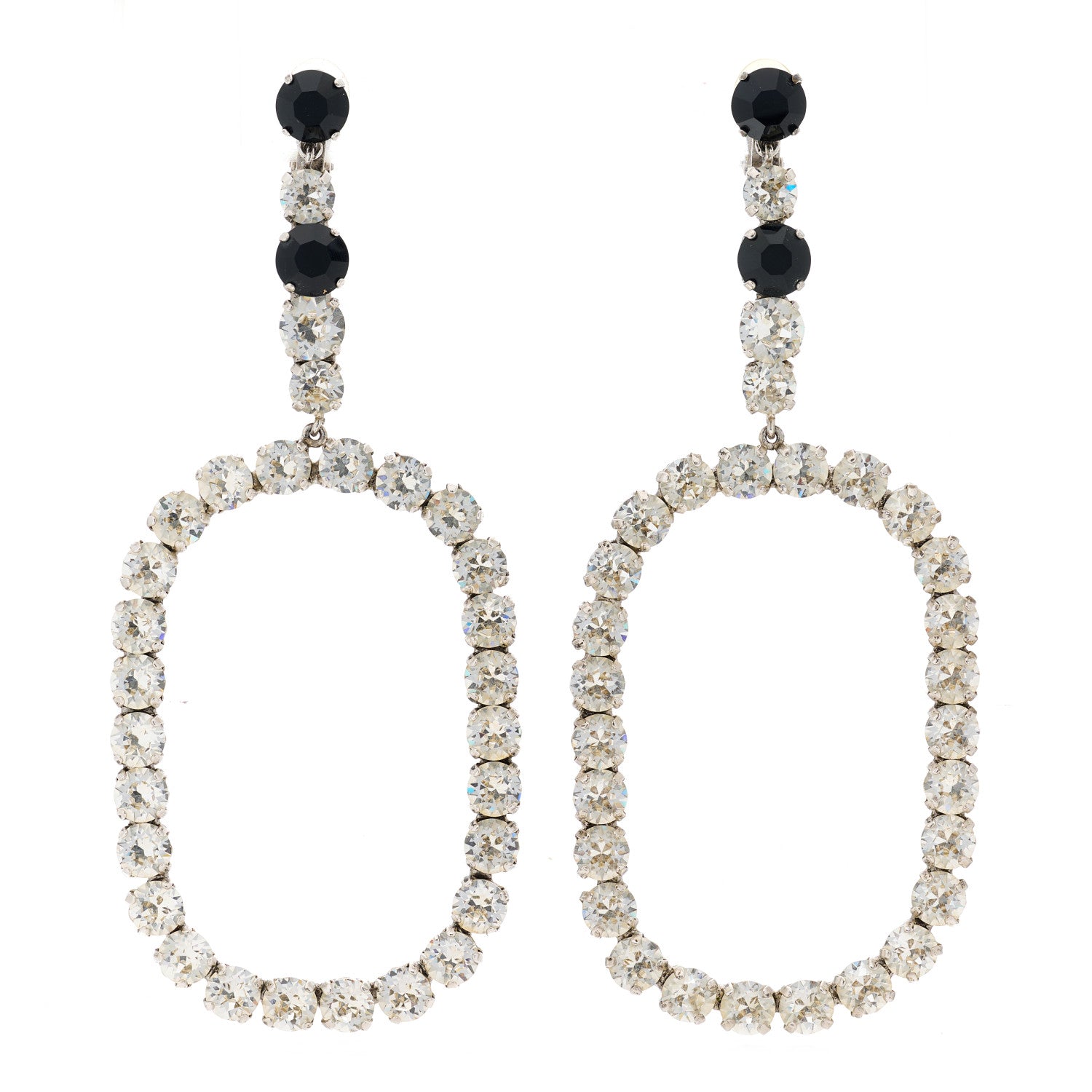 Saint Laurent Crystal Smoking Drop Earrings Silver 1 of 3