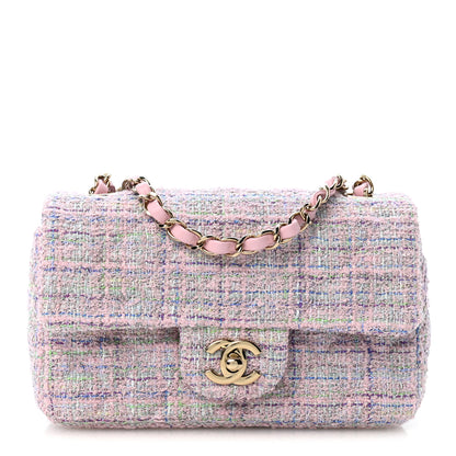 Chanel Tweed Quilted Mini Rectangular Flap Pink Multicolor 1 of 10