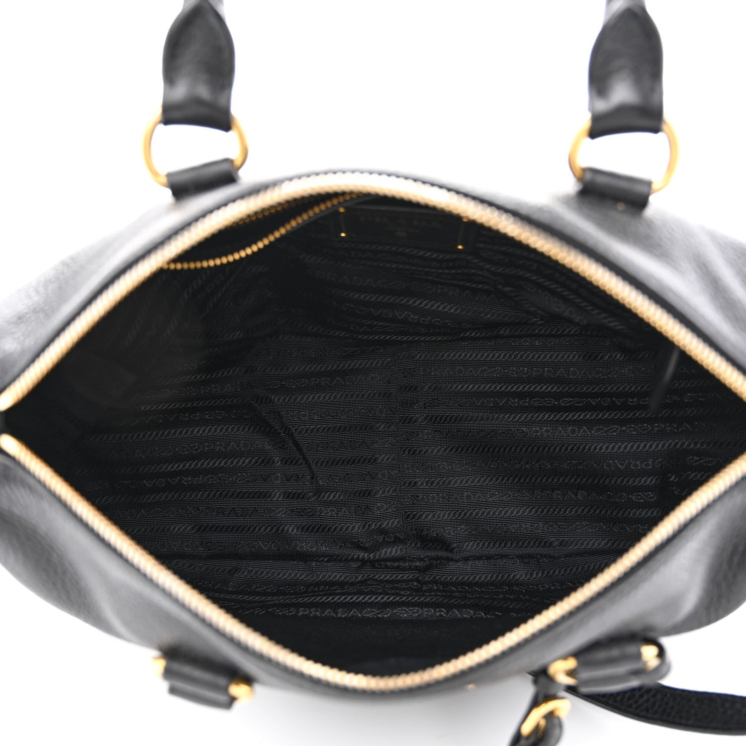 Prada Vitello Daino Top Handle Shoulder Bag Black 5 of 11