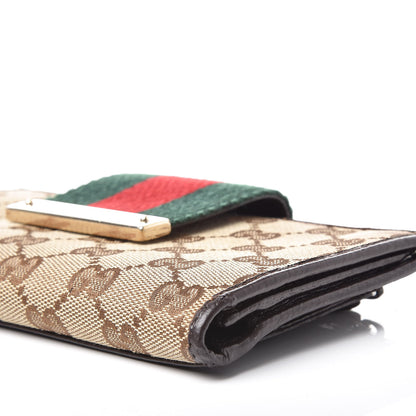 Gucci Monogram Calfskin Ladies Web Continental Wallet Beige Ebony Cocoa 11 of 13