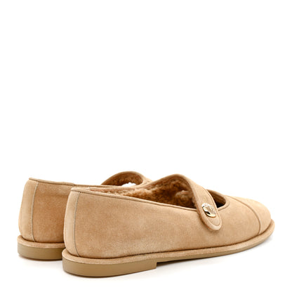 Chanel Suede Calfskin Cap Toe CC Mary Jane Flats 39.5 Beige 4 of 8