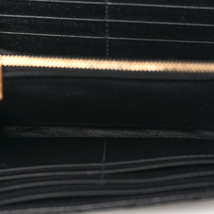 Saint Laurent Grain De Poudre Matelasse Chevron Monogram Flap Wallet Black 5 of 9