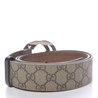 Gucci GG Supreme Monogram Selleria Calfskin Interlocking G 40mm Belt 85 34 Beige Ebony Cocoa 2 of 7