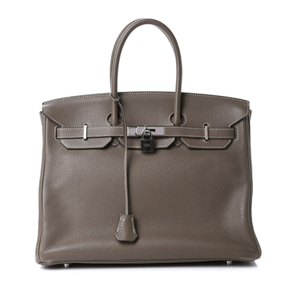 Hermes Taurillon Clemence Birkin 35 Etoupe 1 of 16