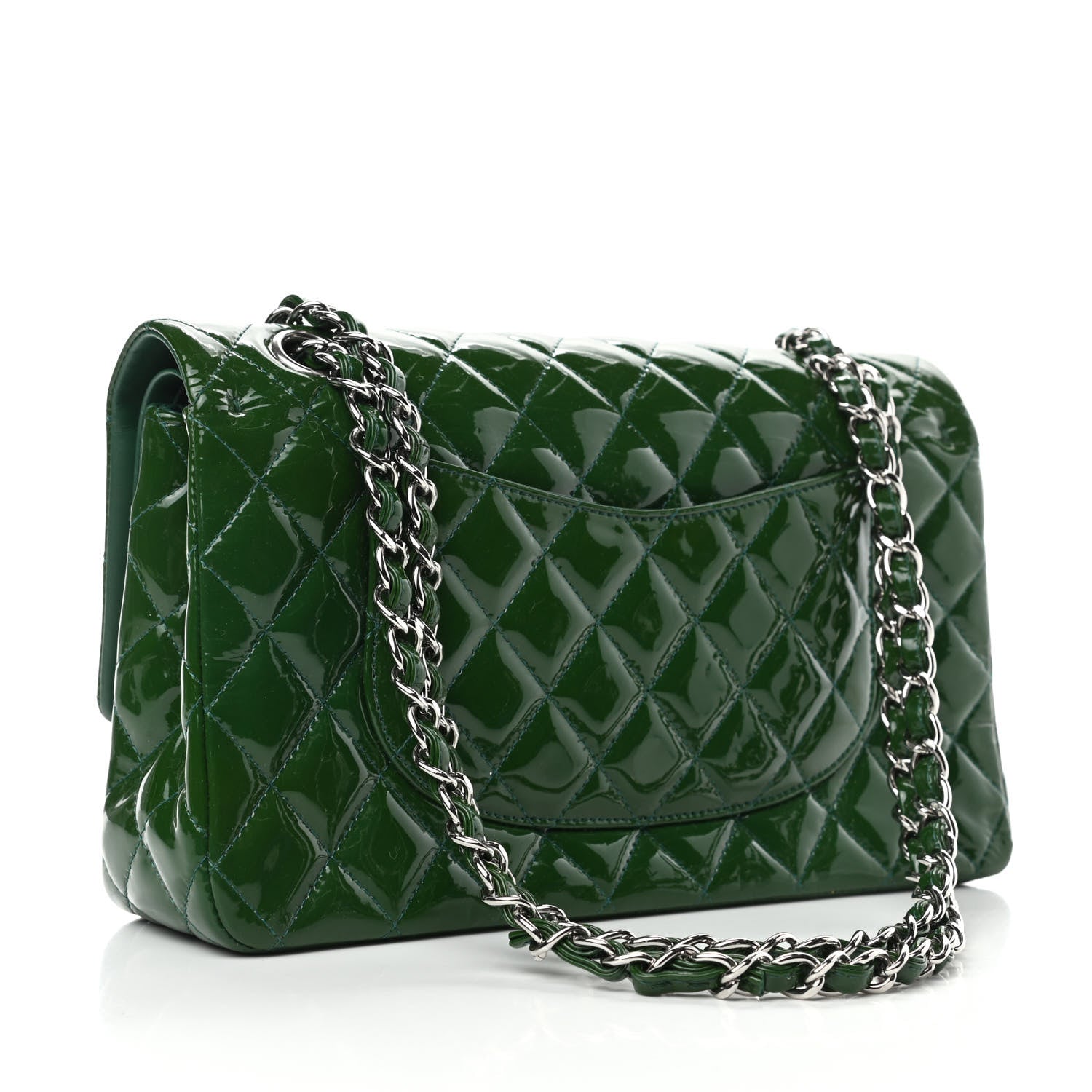 Chanel Patent Calfskin Quilted Medium Double Flap Green 3 of 12
